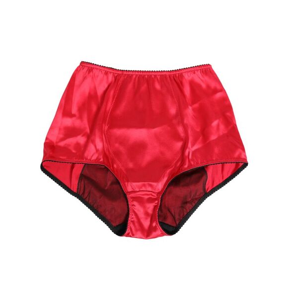 Dolce & Gabbana Red Silk Satin High-Waist Briefs Women's Underwear